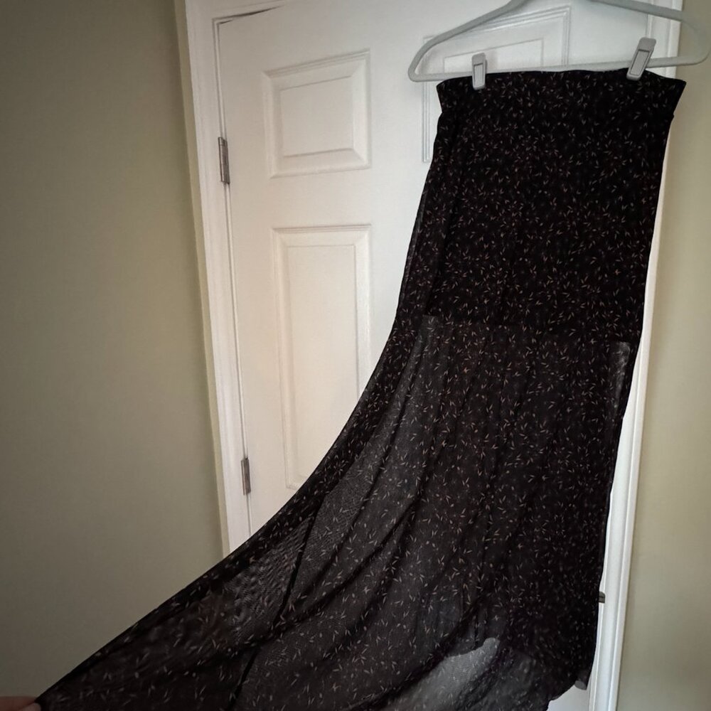 Free People Black Floral Maxi Skirt